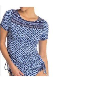 Tommy Bahama side shirred rashguard top